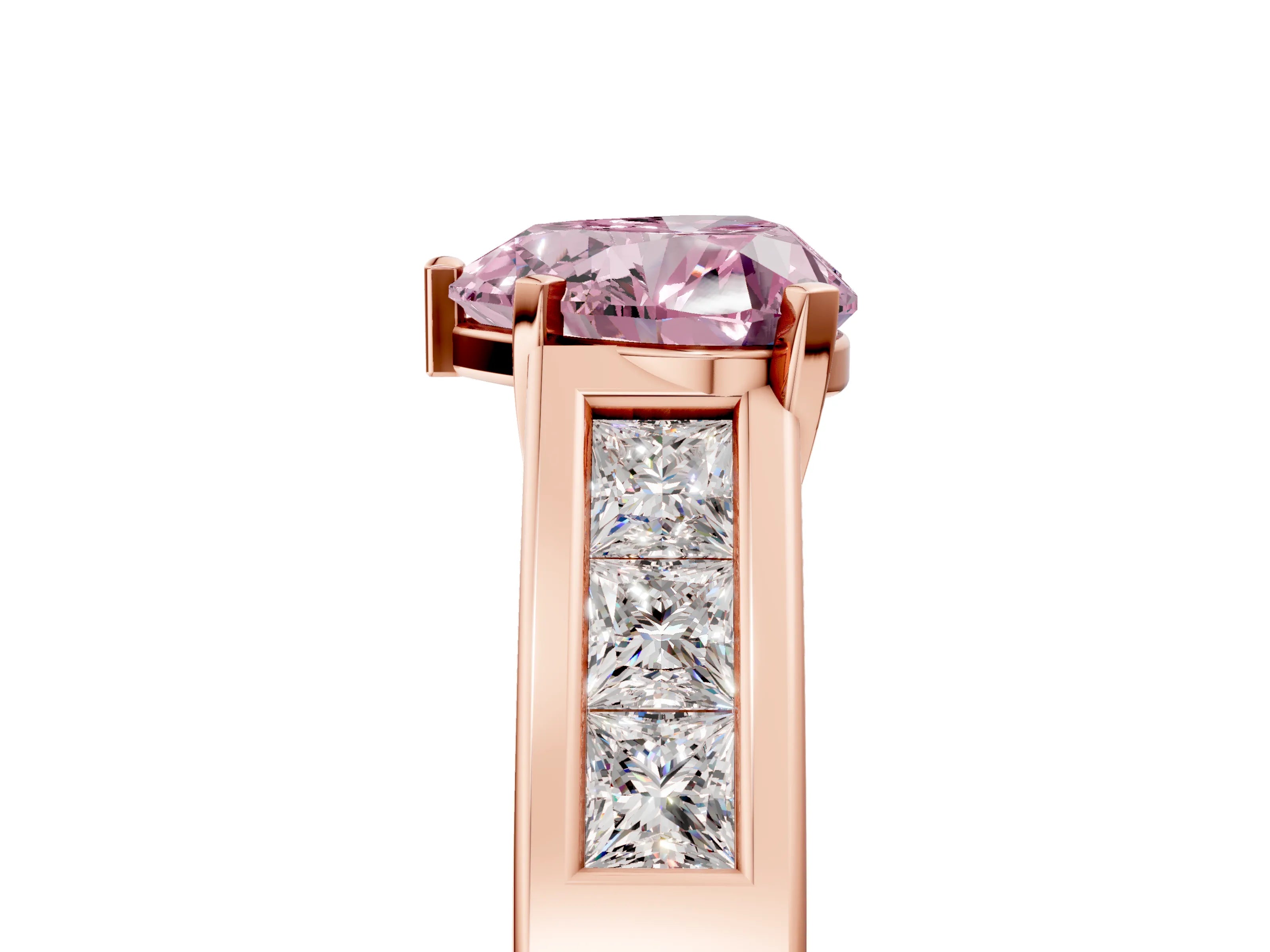 Rose gold Fancy Pink Heart Cut Cut Channel Set Solitaire Ring with Four-Prong Setting_5
