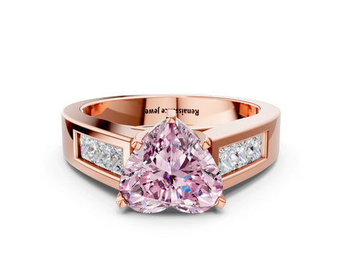 Rose gold Fancy Pink Heart Cut Cut Channel Set Solitaire Ring with Four-Prong Setting