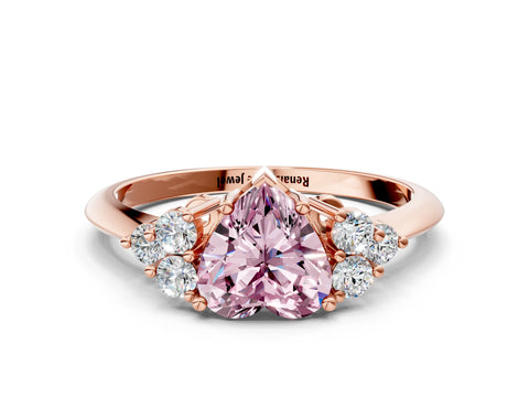 Rose gold Fancy Pink Heart Cut Cut Diamond Cluster Ring with Solitaire Band and Four-Prong Setting_12