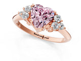 Rose gold Fancy Pink Heart Cut Cut Diamond Cluster Ring with Solitaire Band and Four-Prong Setting_13
