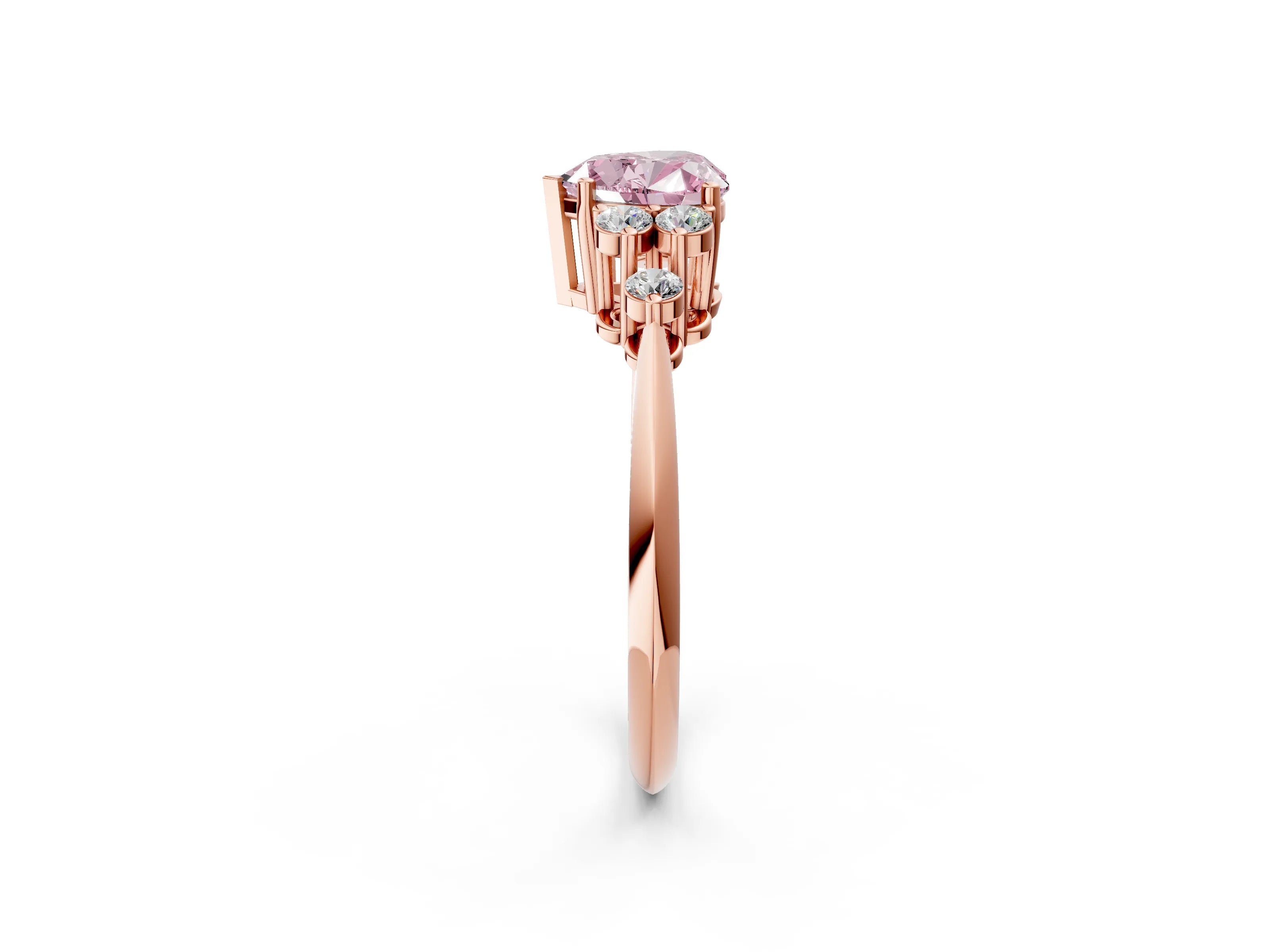 Rose gold Fancy Pink Heart Cut Cut Diamond Cluster Ring with Solitaire Band and Four-Prong Setting_14