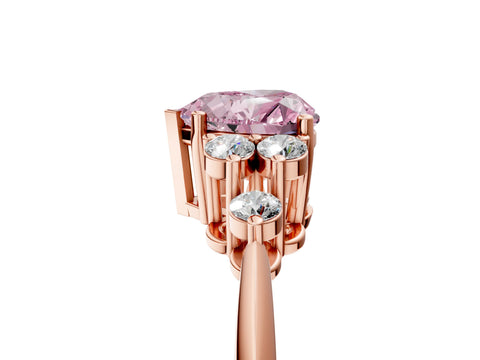 Rose gold Fancy Pink Heart Cut Cut Diamond Cluster Ring with Solitaire Band and Four-Prong Setting_17