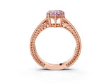 Rose gold Fancy Pink Heart Cut Cut Diamond Milgrain Pave Band Four-Prong Setting Ring_6