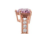 Rose gold Fancy Pink Heart Cut Cut Diamond Milgrain Pave Band Four-Prong Setting Ring_8