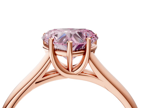 Rose gold Fancy Pink Heart Cut Cut Diamond Solitaire Engagement Ring with Tapered Plain Band and Four-Prong Setting_4