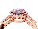 Rose gold Fancy Pink Heart Cut Cut Halo Diamond Infinity Band with Four-Prong Setting_4
