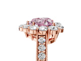 Rose gold Fancy Pink Heart Cut Cut Halo Diamond Pavé Engagement Ring with Milgrain Detailing_5