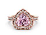 Rose gold Fancy Pink Heart Cut Cut Halo Pavé Diamond Ring