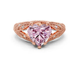 Rose gold Fancy Pink Heart Cut Cut Milgrain Pave Diamond Engagement Ring with Four-Prong Setting_3