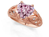 Rose gold Fancy Pink Heart Cut Cut Milgrain Pave Diamond Engagement Ring with Four-Prong Setting_4