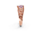 Rose gold Fancy Pink Heart Cut Cut Milgrain Pave Diamond Engagement Ring with Four-Prong Setting_5