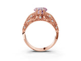 Rose gold Fancy Pink Heart Cut Cut Milgrain Pave Diamond Engagement Ring with Four-Prong Setting_6