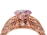 Rose gold Fancy Pink Heart Cut Cut Milgrain Pave Diamond Engagement Ring with Four-Prong Setting_7
