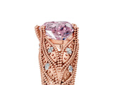 Rose gold Fancy Pink Heart Cut Cut Milgrain Pave Diamond Engagement Ring with Four-Prong Setting_8