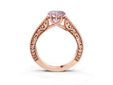 Rose gold Fancy Pink Heart Cut Cut Pave Band Milgrain Solitaire Ring_3