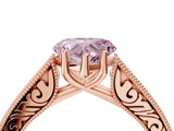 Rose gold Fancy Pink Heart Cut Cut Pave Band Milgrain Solitaire Ring_4