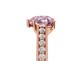 Rose gold Fancy Pink Heart Cut Cut Pave Band Milgrain Solitaire Ring_5