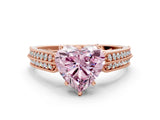 Rose gold Fancy Pink Heart Cut Cut Pave Split Shank Engagement Ring with Four-Prong Setting