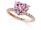 Rose gold Fancy Pink Heart Cut Diamond Brilliant Solitaire Ring with Pavé Band and Four-Prong Setting_13
