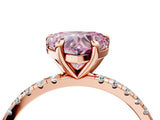 Rose gold Fancy Pink Heart Cut Diamond Brilliant Solitaire Ring with Pavé Band and Four-Prong Setting_16