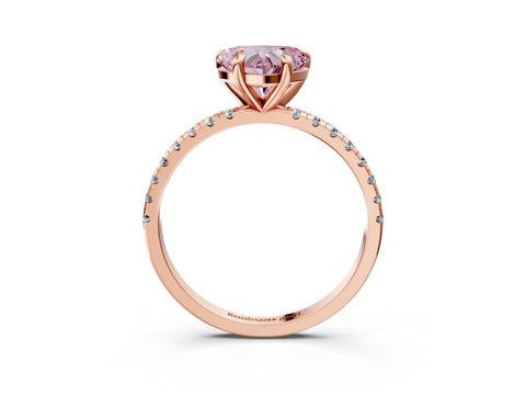 Rose gold Fancy Pink Heart Cut Diamond Brilliant Solitaire Ring with Pavé Band and Four-Prong Setting_3