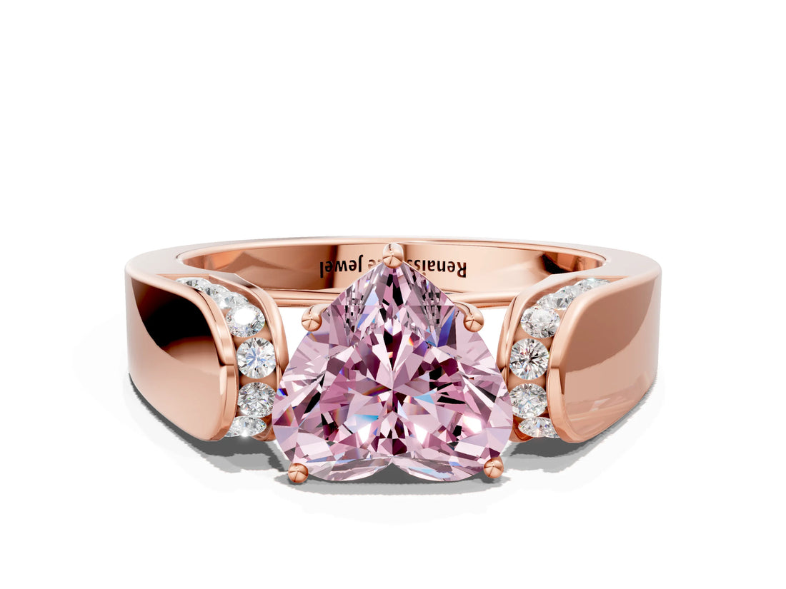 Rose gold Fancy Pink Heart Cut Diamond Channel Set Solitaire Ring with Four-Prong Setting_12