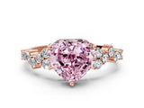 Rose gold Fancy Pink Heart Cut Diamond Cluster Pavé Band with Four-Prong Setting_12