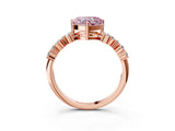 Rose gold Fancy Pink Heart Cut Diamond Cluster Pavé Band with Four-Prong Setting_6