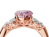 Rose gold Fancy Pink Heart  Cut Diamond Cluster Ring with Round Accent Stones and Prong Setting on a Classic Band_52