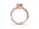 Rose gold Fancy Pink Heart Cut Diamond Cluster Side Stone Solitaire Ring with Prong Setting_76