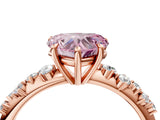 Rose gold Fancy Pink Heart Cut Diamond Cluster Side Stone Solitaire Ring with Prong Setting_77