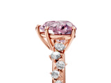 Rose gold Fancy Pink Heart Cut Diamond Cluster Side Stone Solitaire Ring with Prong Setting_78