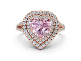Rose gold Fancy Pink Heart Cut Diamond Double Halo Ring with Pavé Band and Prong Setting_58