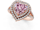 Rose gold Fancy Pink Heart Cut Diamond Double Halo Ring with Pavé Band and Prong Setting_59