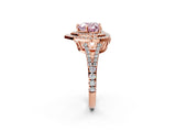 Rose gold Fancy Pink Heart Cut Diamond Double Halo Ring with Pavé Band and Prong Setting_60
