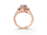 Rose gold Fancy Pink Heart Cut Diamond Double Halo Ring with Pavé Band and Prong Setting_61