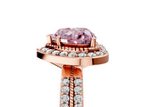 Rose gold Fancy Pink Heart Cut Diamond Double Halo Ring with Split Shank and Four-Prong Setting_29