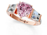 Rose gold Fancy Pink Heart Cut Diamond Engagement Ring with Baguette Side Stones and Channel Set Band_21