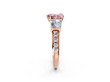 Rose gold Fancy Pink Heart Cut Diamond Engagement Ring with Baguette Side Stones and Channel Set Band_22