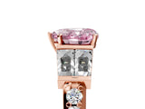 Rose gold Fancy Pink Heart Cut Diamond Engagement Ring with Baguette Side Stones and Channel Set Band_25