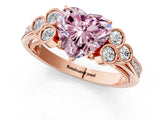 Rose gold Fancy Pink Heart  Cut Diamond Engagement Ring with Bezel Set Round Side Stones and Prong Setting_50
