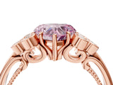 Rose gold Fancy Pink Heart  Cut Diamond Engagement Ring with Bezel Set Round Side Stones and Prong Setting_53