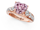 Rose gold Fancy Pink Heart  Cut Diamond Engagement Ring with Pavé Band and Four-Prong Setting_4