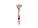 Rose gold Fancy Pink Heart Cut Diamond Engagement Ring with Side Stone Accents and Four-Prong Setting_2