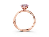 Rose gold Fancy Pink Heart Cut Diamond Engagement Ring with Side Stone Accents and Four-Prong Setting_3