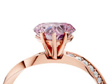 Rose gold Fancy Pink Heart Cut Diamond Engagement Ring with Side Stone Accents and Four-Prong Setting_4