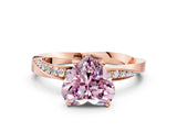 Rose gold Fancy Pink Heart Cut Diamond Engagement Ring with Side Stone Accents and Four-Prong Setting_72