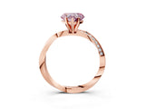 Rose gold Fancy Pink Heart Cut Diamond Engagement Ring with Side Stone Accents and Four-Prong Setting_75