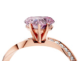 Rose gold Fancy Pink Heart Cut Diamond Engagement Ring with Side Stone Accents and Four-Prong Setting_76