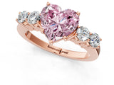 Rose gold Fancy Pink Heart  Cut Diamond Five-Stone Prong Set White Gold Ring_31